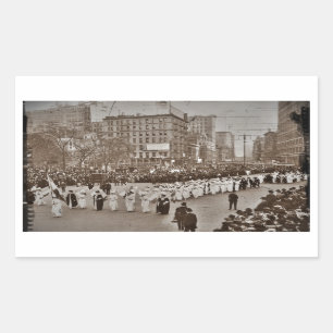 Pegatina Rectangular Desfile 1912 del sufragio de las mujeres