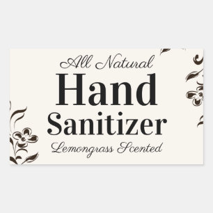 Pegatina Rectangular Desinfectante personalizado casero con diseño flor