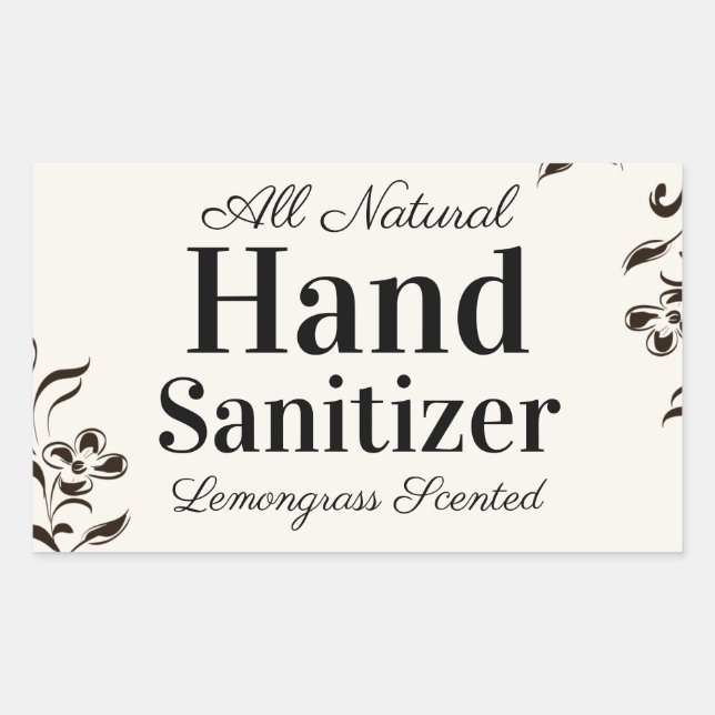 Pegatina Rectangular Desinfectante personalizado casero con diseño flor (Anverso)