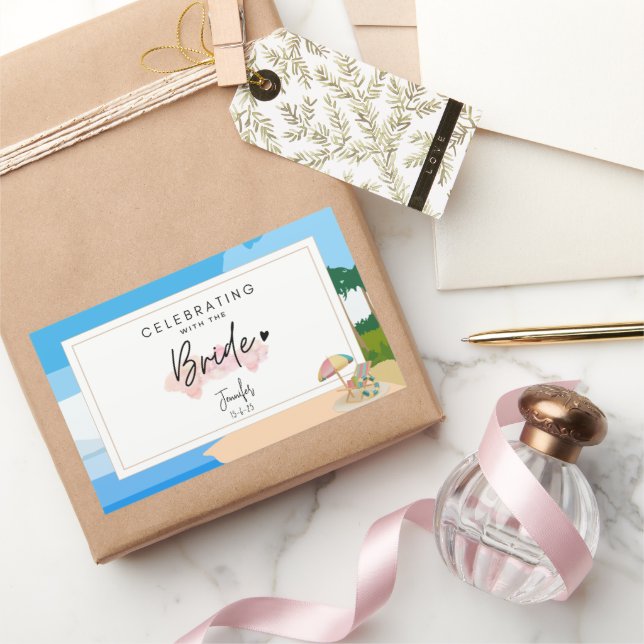 Pegatina Rectangular Despedida de soltera en la playa, fiesta de chicas (Regalar)