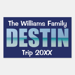 Pegatina Rectangular Destin Beach Trip Guay Ocean personalizado