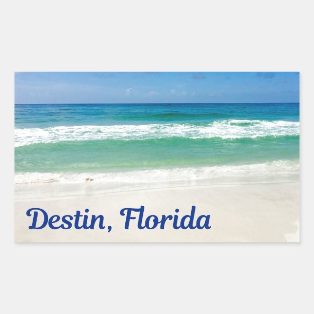 Pegatina Rectangular Destin Florida Blue Beach (Anverso)
