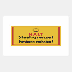 Pegatina Rectangular ¡Detener a Staatsgrenze! Muro de Berlín, Rótulo de
