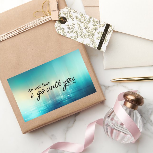 Pegatina Rectangular Deuteronomio 31:6 No teman la Biblia versus el azu (Regalar)