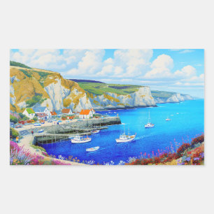 Pegatina Rectangular "Devon Harbour Dreamscape" - Un paisaje marino ing