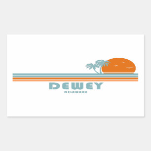 Pegatina Rectangular Dewey Beach Delaware Sun Palm Trees