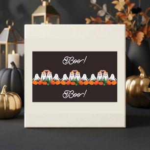 Pegatina Rectangular Día de Brujas Cof Parche de Calabaza Embrujado Fun