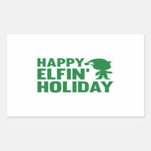 Pegatina Rectangular ' Día de fiesta Elfin feliz