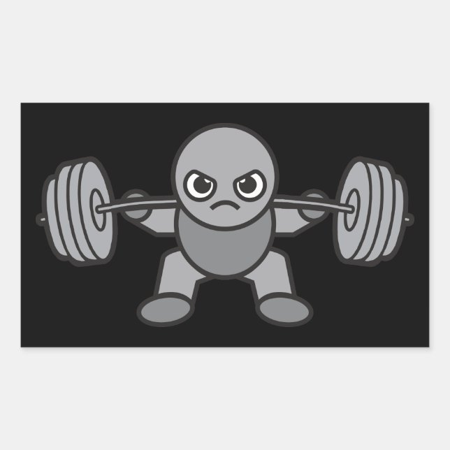Pegatina Rectangular Día de la Pierna - Plaza - Kawaii Weightlifter (Anverso)