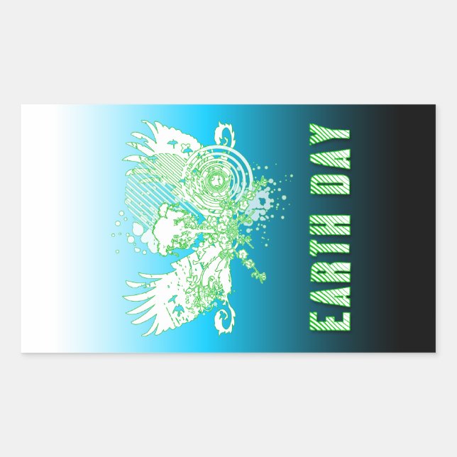 Pegatina Rectangular día de la tierra : árbol hi-fi (Anverso)