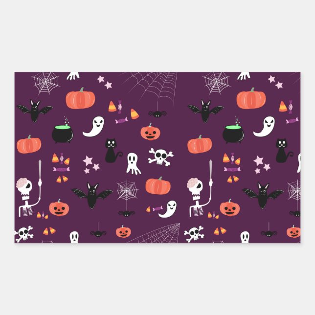 Pegatina Rectangular Día de las Brujas (Anverso)