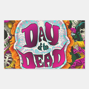 Pegatina Rectangular Día de los Muertos