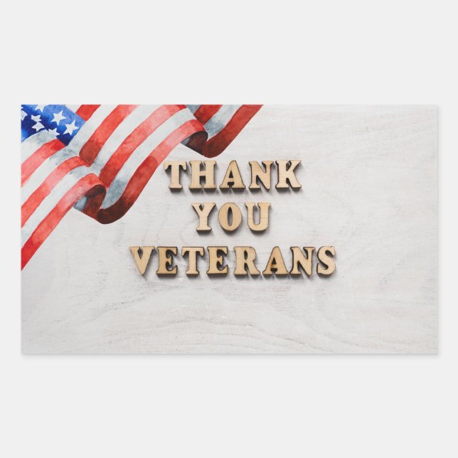 Pegatina Rectangular Día de los Veteranos (Anverso)
