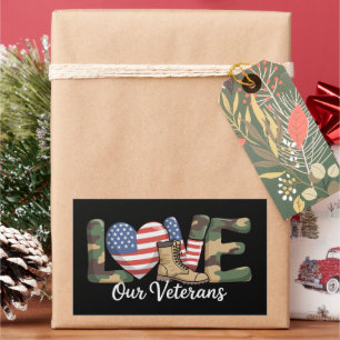 Pegatina Rectangular Día de los Veteranos Orgullosa Bandera Americana M