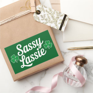 Pegatina Rectangular Día de San Patricio Sassy Lassie Divertido Irlandé