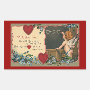 Pegatina Rectangular Día de San Valentín Antiguo y Bonito, Querubín Mae