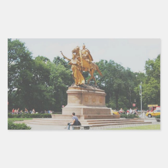 Pegatina Rectangular Día de verano en Central Park (Anverso)