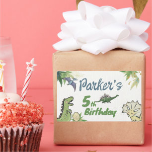 Pegatina Rectangular Día del Fiesta Temático de Dinosaurio