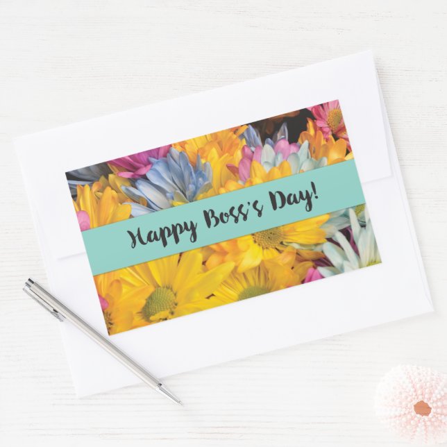 Pegatina Rectangular Día del Jefe gracias Gerbera Daisies (Sobre)