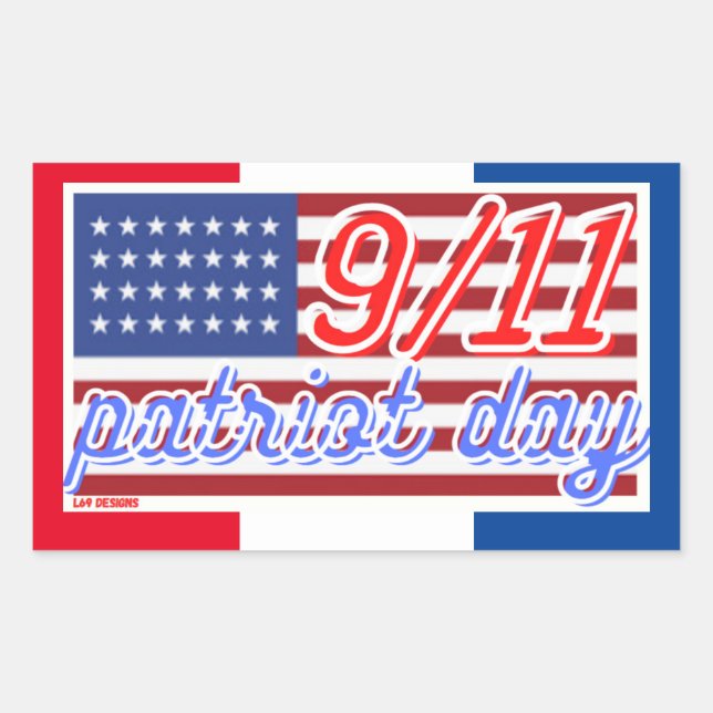 pegatina rectangular "DÍA DEL PATRIOTA" (Anverso)