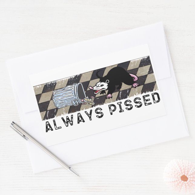 Pegatina Rectangular Día divertido de la basura Opossum Possum Lover (Sobre)