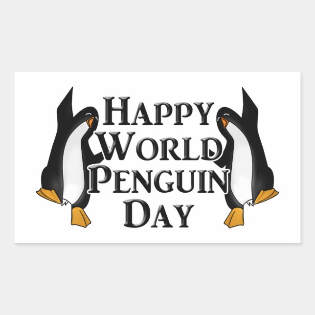 Pegatina Rectangular Día Mundial del Pingüino (Anverso)