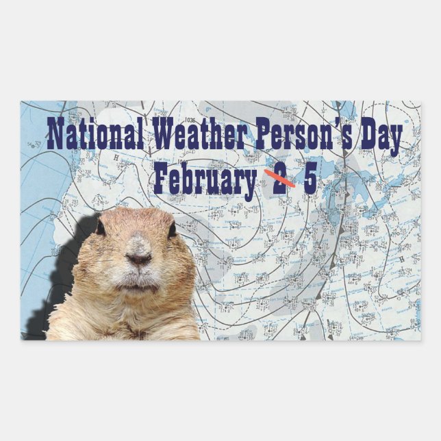 Pegatina Rectangular Día nacional del meteorólogo 5 de febrero (Anverso)