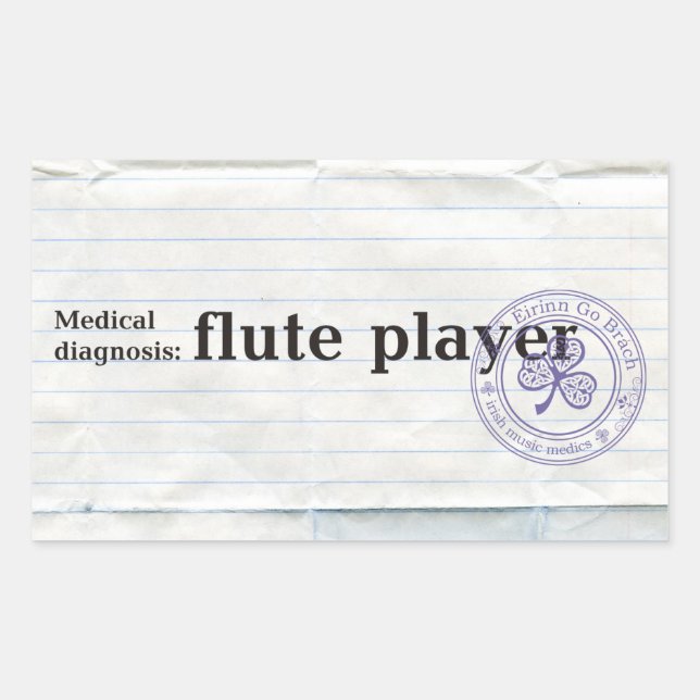 Pegatina Rectangular Diagnóstico médico: jugador de flauta (Anverso)