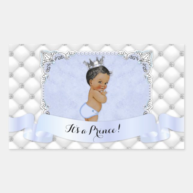 Pegatina Rectangular Diamantes Azules del Príncipe Afroamericano (Anverso)