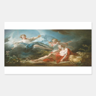 Pegatina Rectangular Diana y Endymion Por Jean-Honoré Fragonard