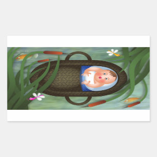 Pegatina Rectangular Dibujo animado del Passover de Moses del bebé