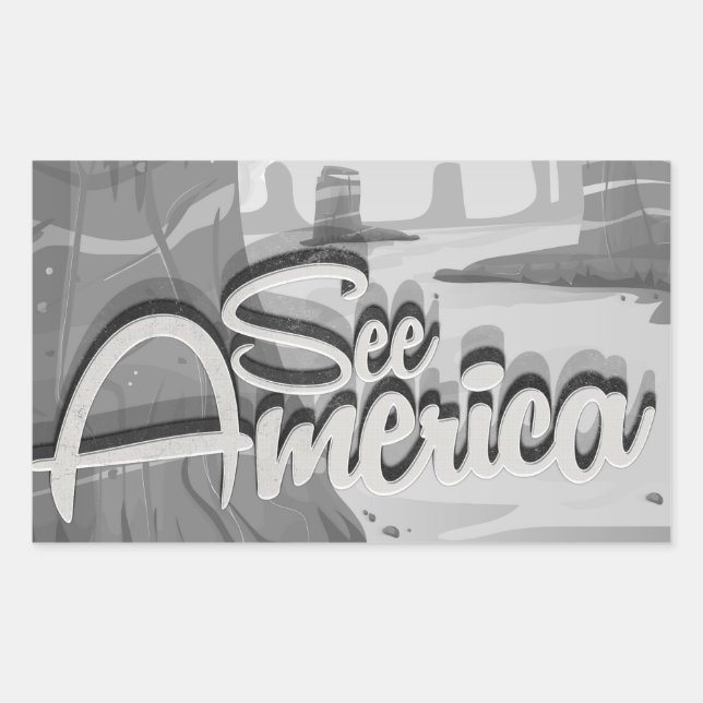 Pegatina Rectangular Dibujo animado vintage de Ver América (Anverso)