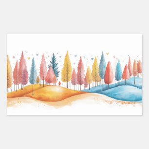 Pegatina Rectangular Dibujo de color de la pasta de Ilustracion de la n