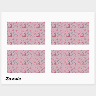 Pegatina Rectangular Dibujo de corazones multicolores singulares