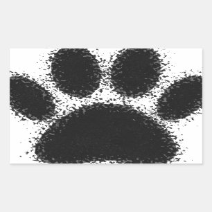 Pegatina Rectangular Dibujo de garras de perro