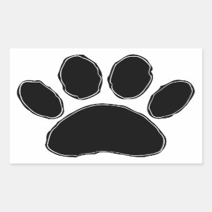 Pegatina Rectangular Dibujo de garras de perro en negro