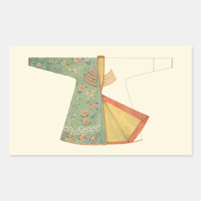 Pegatina Rectangular Dibujo de Kimono semiacabado (Anverso)