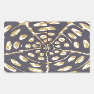 Pegatina Rectangular Dibujo de patrón radial de polka verde oliva Impri