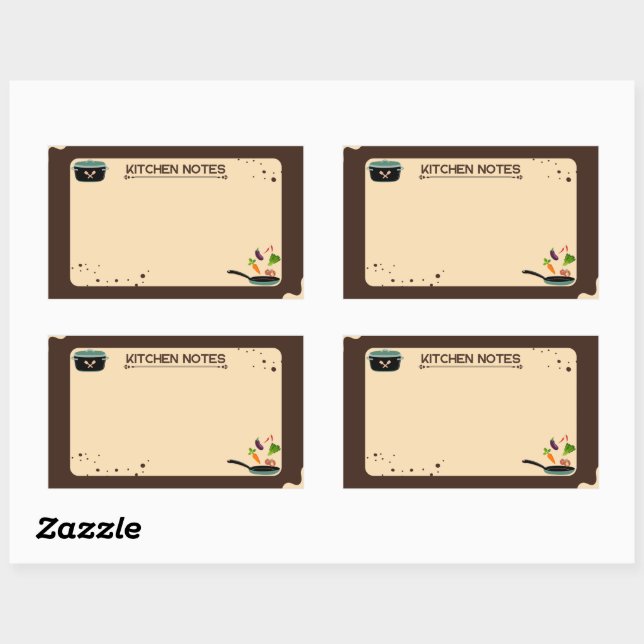 Pegatina Rectangular Dibujos de Personalizados en beige marrón de notas (Hoja)