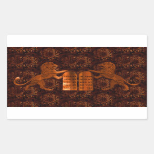 Pegatina Rectangular Diez mandamientos y leones