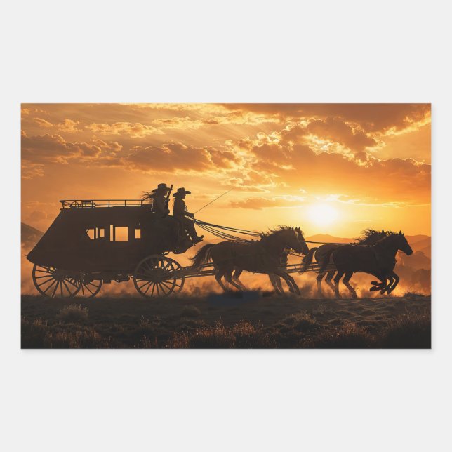Pegatina Rectangular Diligencia Country Western Escopeta (Anverso)