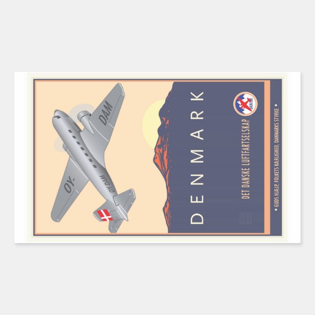 Pegatina Rectangular Dinamarca (Anverso)