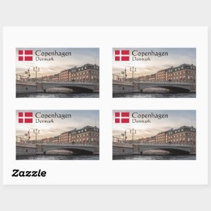 Pegatina Rectangular Dinamarca Copenhague
