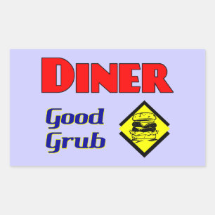 Pegatina Rectangular Diner Good Grub Hamburger Restaurant Art