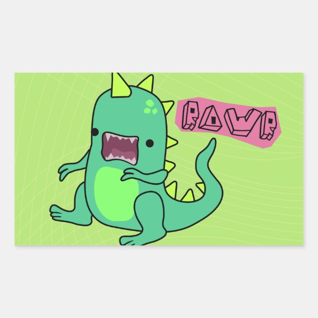 Pegatina Rectangular Dino Rawr (Anverso)