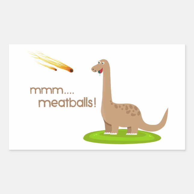 Pegatina Rectangular Dinosaur Meteor Meatball (Anverso)