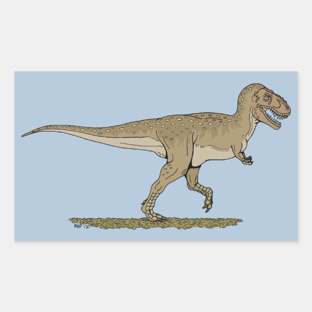 Pegatina Rectangular Dinosaurio cretáceo Tyrannosaurus rex (Anverso)