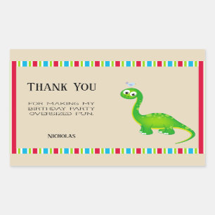 Pegatina Rectangular Dinosaurio prehistórico gracias