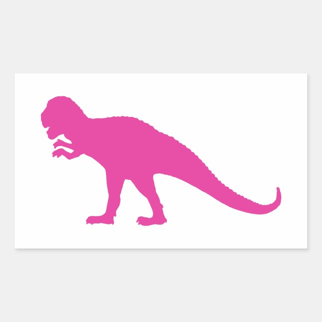 Pegatina Rectangular Dinosaurio rosa (Anverso)
