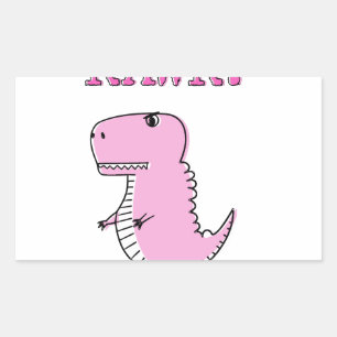 Pegatina Rectangular Dinosaurio T-Rex, Personalizado Rosa Cuto Y Enojad